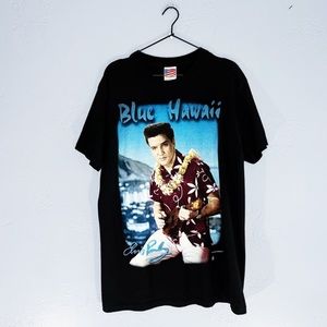 Elvis 1996 Vintage Blue Hawaii Black Shirt Size Large